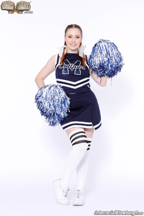Red Hair cheerleader takes cumshots on freckled face in an interracial fling