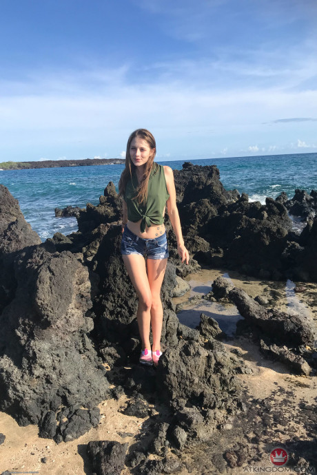 Skinny teenie Kyler Quinn flashes her intimate parts in a public compilation