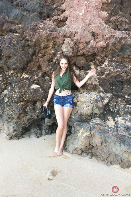 Skinny teenie Kyler Quinn flashes her intimate parts in a public compilation
