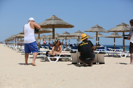 College sluts go topless during a game of beach volleyball