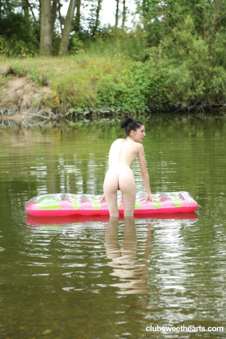 Lesbian teens Lexi Rain & Mia Evans give each other a snatch licking outdoors
