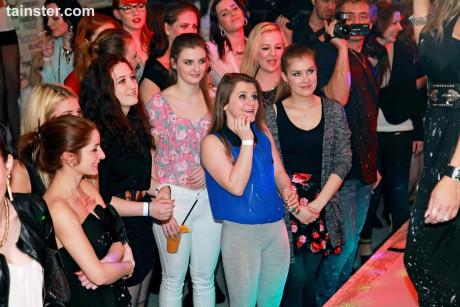 Wild friends get drunk at the club and blow dick in hot CFNM party action