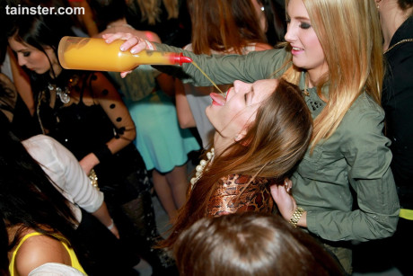 Wild friends get drunk at the club and blow dick in hot CFNM party action