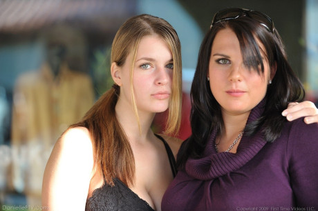 Two sexy friends Julia and Danielle acquaint their heavy breasts with each other