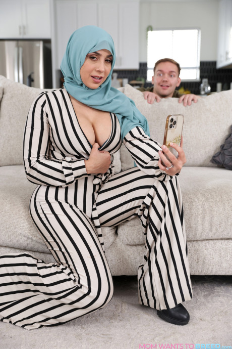 Arab mom Lilly Hall gets her gigantic titties licked & her twat sexed by her stepson