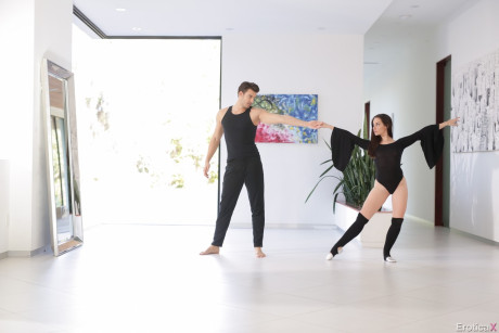 Sweet brunette Cassidy Klein gets plowed in leg warmers and ballerina sippers