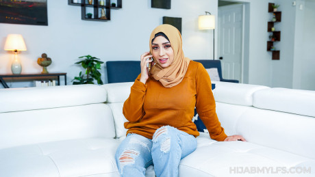 Ex-wife in a hijab Lilly Hall swallows schlong & gets slammed doggystyle by her fiance