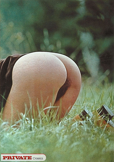 A schoolgirl from the 70s era poses for a variety of sleazy solo shoots