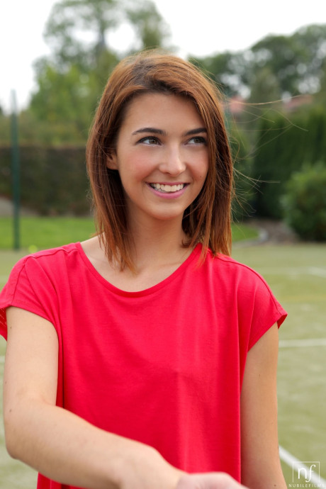 Horny young Tera Link plays tennis before fucking her man