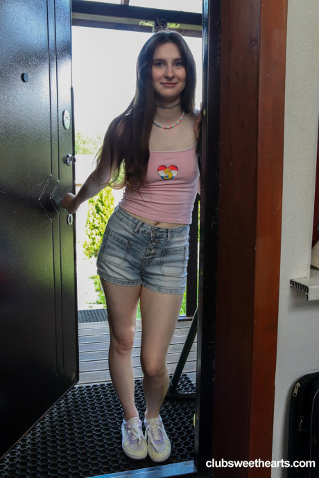 European teen Jany White kneels and sucks a ebony dong before IR sex