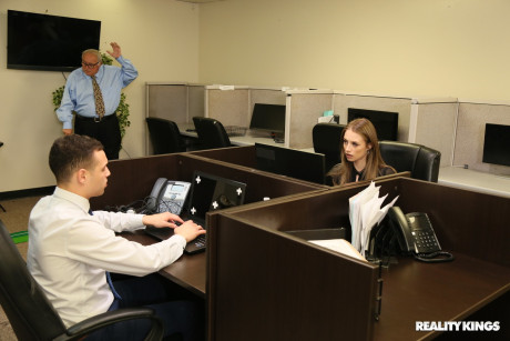 Teenie secretary Kyler Quinn gets caught by her boss loving an anal quickie