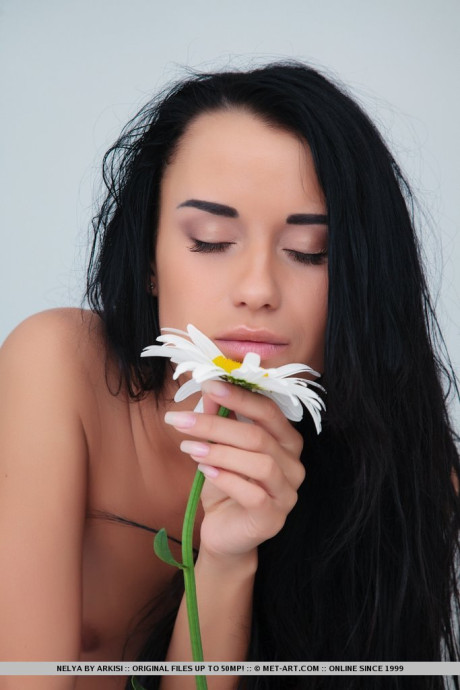 Dark haired virgin Candice B flaunts flat chest and smooth cunt after bath