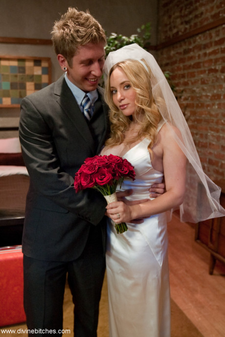 Dominant bride Aiden Starr grabs a long whip and terrifies her sexy fiance