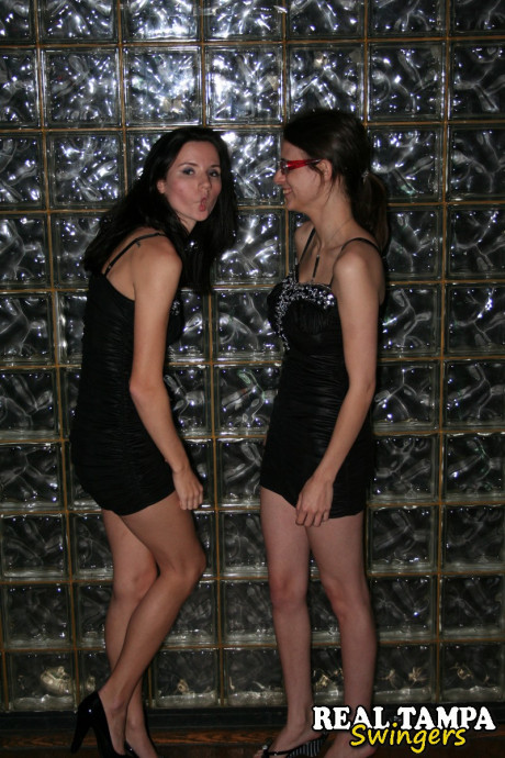 Horny matures with giant juggs flaunt their bosoms in a night club