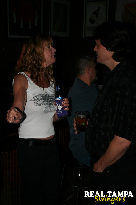 Horny matures with giant juggs flaunt their bosoms in a night club