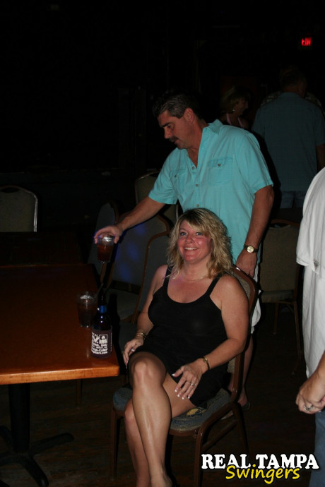 Horny matures with giant juggs flaunt their bosoms in a night club