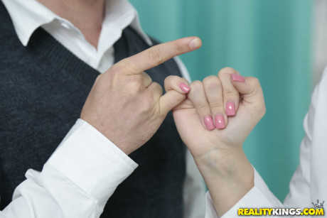 Blondy Hadley Mason gets her natural melons squeezed & plowed by her professor