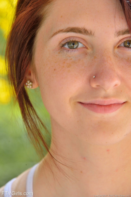 Pretty yummy amateur babe Lexi poses unclothed and blows her giant titties in public