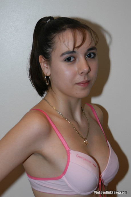 Amateur nympho shows her tiny melons and loves a facial after a oral sex