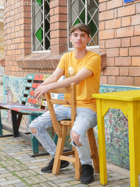 Fresh teenie boys have sex after catching sight of each other on a public sidewalk