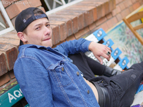 Fresh teenie boys have sex after catching sight of each other on a public sidewalk