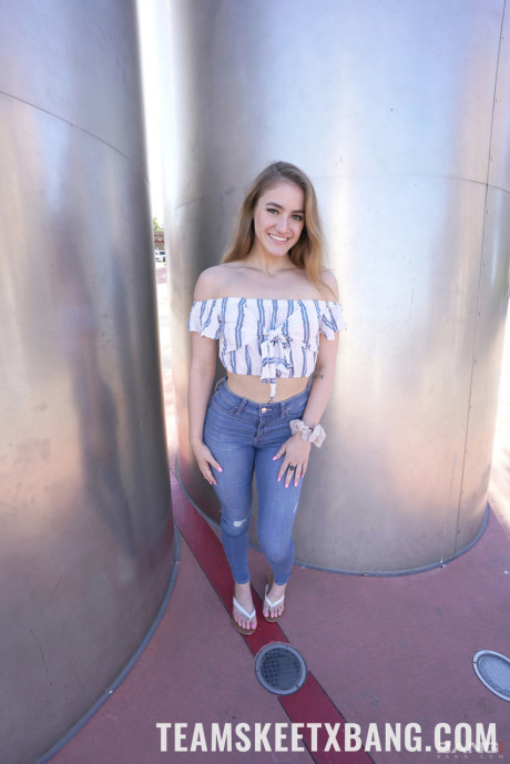 Petite pornstar Kenzie Madison shows off her attractive body before POV sex
