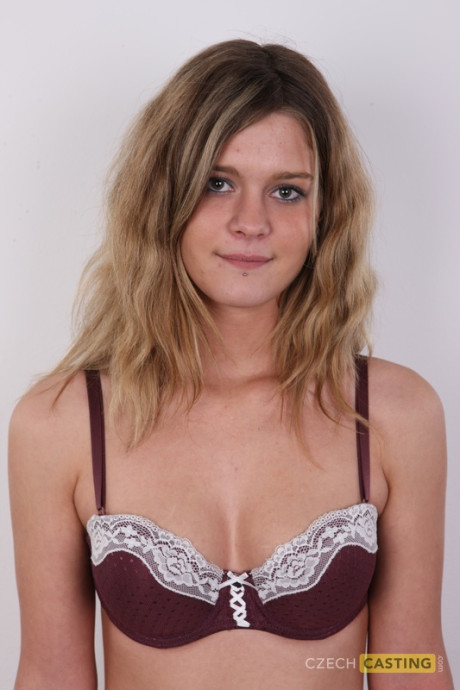 Amateur skank GF broad Klara takes a chair on a stool after getting totally nude