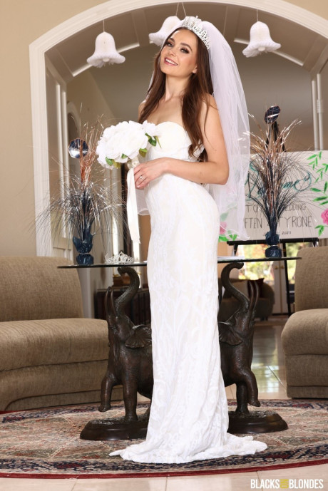 Sexy bride Aften Opal rides black penises in a dirty threesome on her wedding day