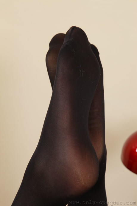 Secretary with a hot slender body Stacey M strips to black stockings at work