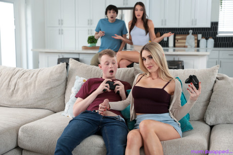 Sarah Taylor and Katrina Colt are hanging out with their stepsons, Jimmy