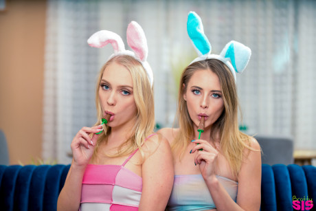 Braylin Bailey and Kyler Quinn are in the Easter spirit Wearing their bunny