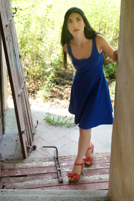 Beautiful teenie Luna unveils her hot behind and furry snatch before fingering