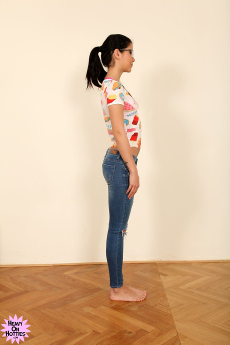 Pretty Czech young lady girl Dee strips at the casting and touches herself
