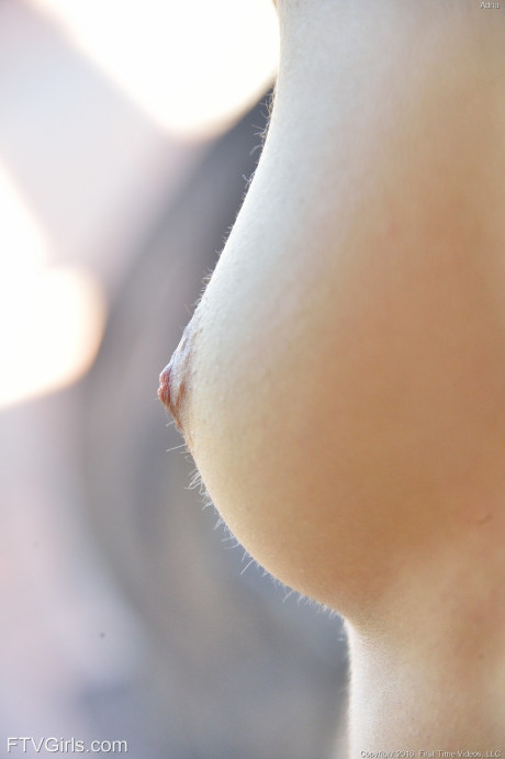 Slender amateur Adria strips and plays with cucumber and monstrous rubber dildo