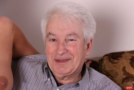 Raven-haired MILF Kirsten poses undressed in an cougar husband boyfriend stud lap on the sofa