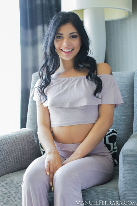 Brazilian teen Gina Valentina slips yoga pants over her booty to get naked