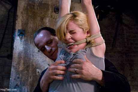 Blonde beauty Ally Ann gets bound, stripped and humiliated by her master