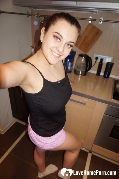 Alluring amateur takes undressed selfies while flaunting her giant titties & booty