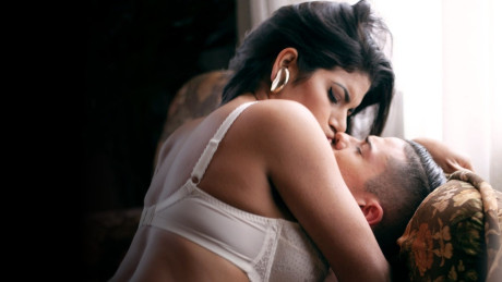 Sexy Spanish babe Sheila Ortega making love to her hubby bf guy on the sofa