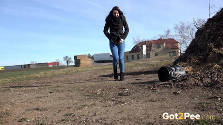 Amanda Hill pisses in public by busy road
