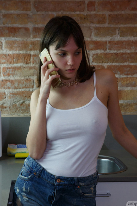 Foxy young Lara Maiser revealing her cute body and sensitive tattooed feet