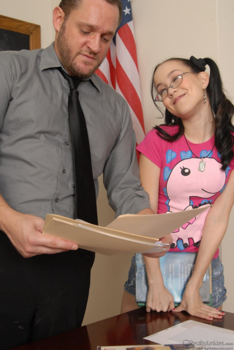 Superb teen Amai Liu seducing her teacher before getting her booty rocked hard