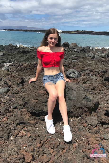 Petite teen Rosalyn Sphinx shows off her humongous butt & her tiny titties