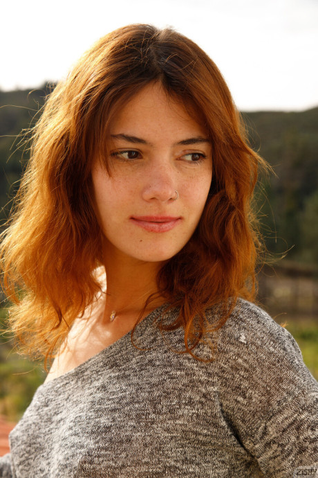 Redheaded amateur teenie Lima Caceres reveals her amazing figure and nice behind