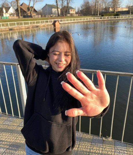 Ravishing sweet brunette young Molly Lo changes into a Wednesday Adams look