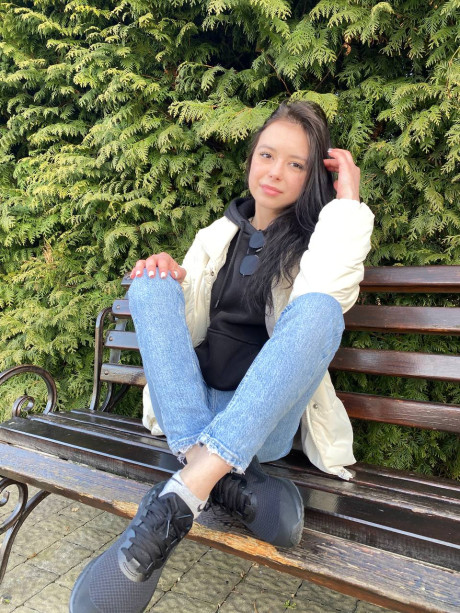 Ravishing sweet brunette young Molly Lo changes into a Wednesday Adams look