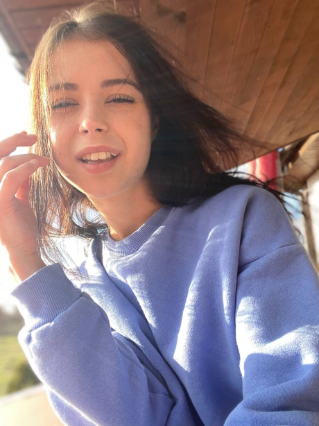 Ravishing sweet brunette young Molly Lo changes into a Wednesday Adams look