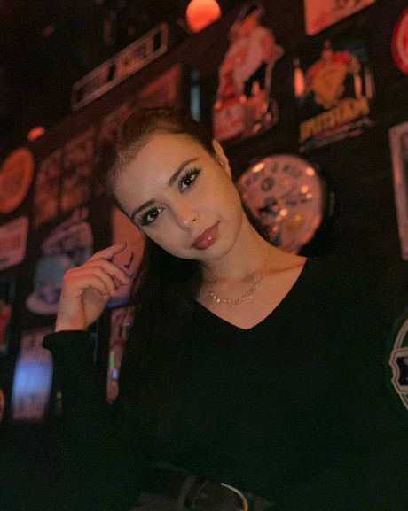 Ravishing sweet brunette young Molly Lo changes into a Wednesday Adams look