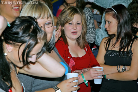 Drunk girls have some stripping fun at the crazy night club party