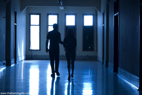 Curvy ball-gagged & nipple-clamped Mz Berlin gets groped in an empty building